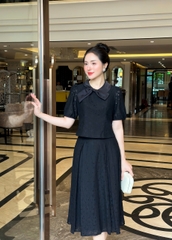 Set ren sọc hoa chân váy xòe xinh xắn NKBD2409001