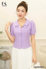 NK Fashion Áo Sơ Mi Cộc Tay Cổ Sen Tròn 4 Cúc Bọc NKFSM2306013