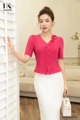 NK FASHION Áo Sơ Mi Tay Lỡ Cúc Bọc Nẹp Cổ NKSM2305035