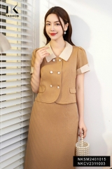 NK Fashion Áo Sơ Mi Phối Cổ Giao 2 Cúc Thời Trang, Thanh Lịch, Nữ Tính NKSM2401015