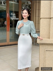 Áo Sơ Mi Dài Tay Cổ Ren Bấu Mí NK Fashion Công Sở Nữ Thanh Lịch, Vải Mềm Mịn NKSM2407005