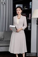 Áo Vest Cổ B 1 lớp cúc bọc dáng ngắn NKAK2309002