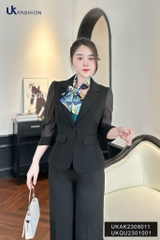 Áo Vest 1 Lớp Phối Tay Lỡ UKAK2308011 NK Fashion Thời Trang Công Sở Nữ, Sạng Trọng Chất Liệu Cao Cấp, Lên Form Đứng Dáng