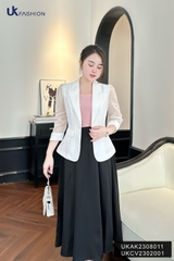 Áo Vest 1 Lớp Phối Tay Lỡ UKAK2308011 NK Fashion Thời Trang Công Sở Nữ, Sạng Trọng Chất Liệu Cao Cấp, Lên Form Đứng Dáng