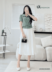 Áo Sơ Mi Cúc Nẹp 2 Nắp Túi Dáng Croptop UK UKSM2304005