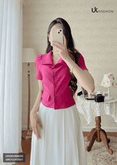 Áo Sơ Mi Cúc Nẹp 2 Nắp Túi Dáng Croptop UK UKSM2304005