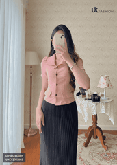 Áo Sơ Mi Cúc Nẹp 2 Nắp Túi Dáng Croptop UK UKSM2304005
