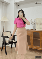 Áo Sơ Mi Croptop Đuôi Tôm UK Fashion Chất Liệu Cao Cấp, Siêu mềm mại, Thoáng Mát UKSM2306029