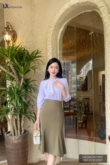 Áo Sơ mi cổ tàu bèo lệch UK Fashion chất liệu lụa cao cấp, chống nhăn, vải mềm mát, thời trang công sở nữ UKSM2401007