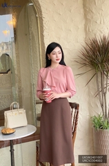 Áo Sơ mi cổ tàu bèo lệch UK Fashion chất liệu lụa cao cấp, chống nhăn, vải mềm mát, thời trang công sở nữ UKSM2401007