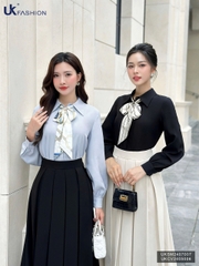 Áo Sơ Mi Cổ Đức Bấu Mí UK Fashion Công Sở Nữ Thanh Lịch Vải Mềm Mịn UKSM2407007