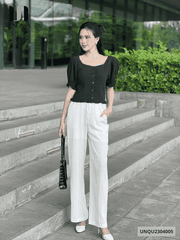 Quần ống rộng nữ ống xuông cạp chun thời trang Unaa Fashion cực trendy, hack dáng UNQU2304005