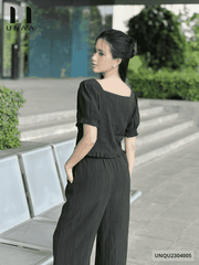 Quần ống rộng nữ ống xuông cạp chun thời trang Unaa Fashion cực trendy, hack dáng UNQU2304005