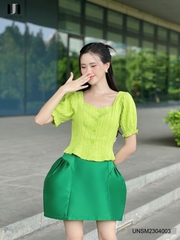 Áo Sơ Mi Nhún Gấu Cộc Tay Unaa Fashion Phong cách thanh Cực Điệu Đà UNSM2304003