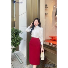 Sơ mi cổ sen tay dài bồng vai Uk fashion, áo tiểu thư, basic cho quý cô công sở, chất vải nhập hàn UKFSM2401001