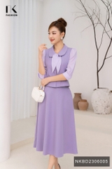 Set Áo Cổ Sen Phối Tay Nơ & Chân Váy Xòe NK Fashion Thanh Lịch, Nữ Tính NKBD2306005