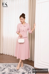 Set Áo Cổ Sen Phối Tay Nơ & Chân Váy Xòe NK Fashion Thanh Lịch, Nữ Tính NKBD2306005