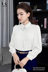 Áo Sơ Mi Dài Tay Cổ Đức Hoa Bèo Vai NKSM2309002