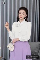 Áo Sơ Mi Dài Tay Cổ Đức Hoa Bèo Vai NKSM2309002