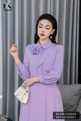 Áo Sơ Mi Dài Tay Cổ Đức Hoa Bèo Vai NKSM2309002