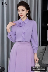 Áo Sơ Mi Dài Tay Cổ Đức Hoa Bèo Vai NKSM2309002