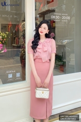 UK Fashion Áo Sơ Mi Phối Nơ Tơ Tiểu Thư, Thanh Lịch UKFSM2404003