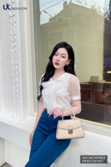 UK Fashion Áo Sơ Mi Phối Nơ Tơ Tiểu Thư, Thanh Lịch UKFSM2404003