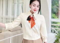 Áo Sơ Mi nữ UK Fashion cổ đức tay lỡ chất liệu lụa không nhăn UKSM2309011
