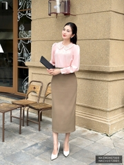 Áo Sơ Mi Dài Tay Cổ Ren Bấu Mí NK Fashion Công Sở Nữ Thanh Lịch, Vải Mềm Mịn NKSM2407005