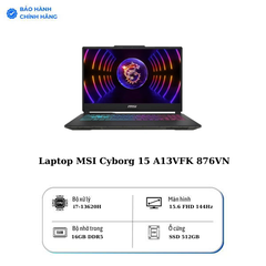 Laptop MSI Cyborg 15 A13VFK 876VN | CPU i7-13620H | RAM 16GB DDR5 | SSD 512GB PCle | VGA RTX 4060 8GB | 15.6 FHD IPS & 144Hz | Win11