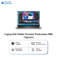 Laptop Dell Mobile Precision Workstation 5680 71023333 (Intel Core i7-13800H | 16GB | 512GB | RTX A1000 6GB | 16 inch FHD+ | Ubuntu)