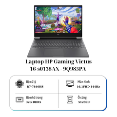 Laptop HP Gaming Victus 16-s0138AX - 9Q985PA (R7 7840HS/ 32GB/ 512GB SSD/ RTX 4070 8GB/ 16.1 inch FHD/ 144Hz/ Win11/ Black)