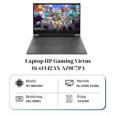 Laptop HP Gaming Victus 16-s1142AX AZ0C7PA (R7-8845HS/ Ram 16GB/ SSD 512GB/ RTX 4060 8GB/ Windows 11 Home/ 1Y/ Đen)