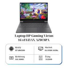 Laptop HP Gaming VICTUS 16-s1143AX R7-8845HS/32G/512SSD/16.1FHD@165Hz/WL/BT/4C/6G_RTX 4050/LKB/W11SL/ĐEN