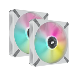 Bộ 2 quạt máy tính 140mm Corsair ML140 Trắng RGB ELITE kèm Node Core