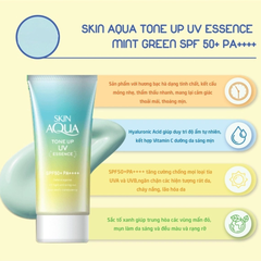 Skin Aqua Kem Chống Nắng Tone Up UV Essence Mint Green SPF50+ PA++++ 80g