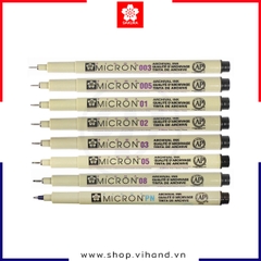 Bút line đi nét vẽ kỹ thuật đủ size Sakura Pigma Micron - Màu đen
