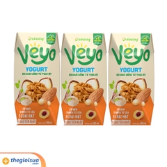 Sữa chua uống Veyo Yogurt vị đào tiên nhật 180ml - Lốc 3 hộp, thùng 10 lốc