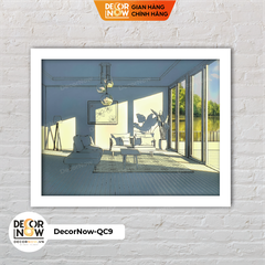 Tranh Bật Đèn, Tranh Quang Chiếu Buổi Sáng Phòng Khách Bên Hồ DECORNOW DCN-QC9