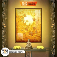 Tranh Trúc Chỉ Đứng In Hoa Sen DECORNOW DCN-TC272