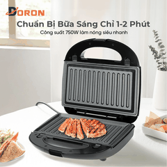 Máy kẹp nướng bánh mì hotdog đơn DORON_ 168, 750W nướng thịt, chiên trứng