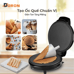 Máy làm ốc quế đơn DORON_123, 1000W làm vỏ ốc quế cuộn