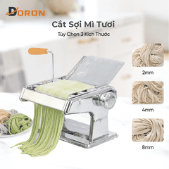 Máy làm mỳ sợi DORON, máy cán bột 3 lưỡi dao làm mì tươi, vỏ bánh đa năng