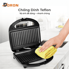 Máy kẹp nướng bánh mì hotdog đơn DORON_ 168, 750W nướng thịt, chiên trứng