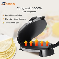 Máy làm bánh kếp mặt trơn DORON_165,  1500W nướng bánh pancake, crepe