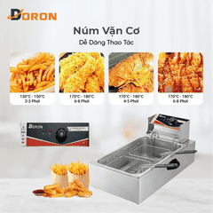 Bếp chiên nhúng điện 12L đơn DORON 3000W nhiệt độ cao, sôi cực nhanh