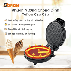Máy làm ốc quế đơn DORON_123, 1000W làm vỏ ốc quế cuộn