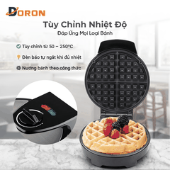 Máy làm bánh waffle bông lan đơn DORON_177, 1200W kiểm soát nhiệt độ chính xác, bánh thơm ngon