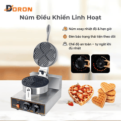Máy làm bánh waffle công nghiệp đơn DORON_135, nướng bánh kẹp tàn ong khuôn trái tim