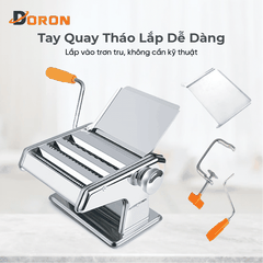 Máy làm mỳ sợi DORON, máy cán bột 3 lưỡi dao làm mì tươi, vỏ bánh đa năng